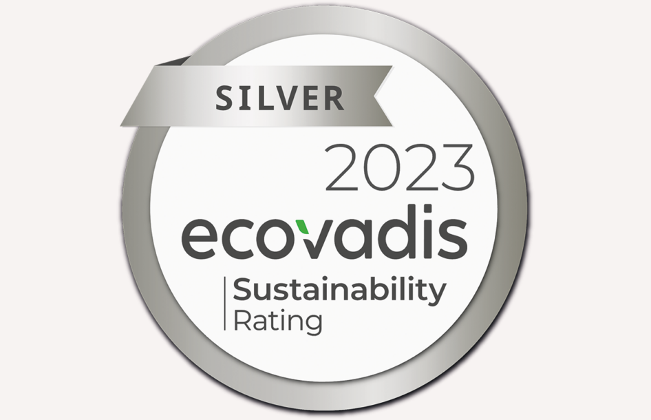Badge EcoVadis Sustainability Rating, niveau Silver, obtenu en 2023.