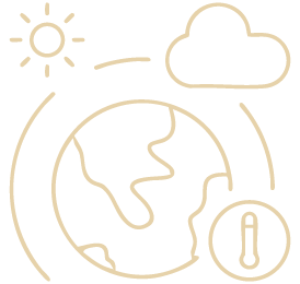 Pictogramme représentant le climat : soleil, nuage, globe terrestre et thermomètre