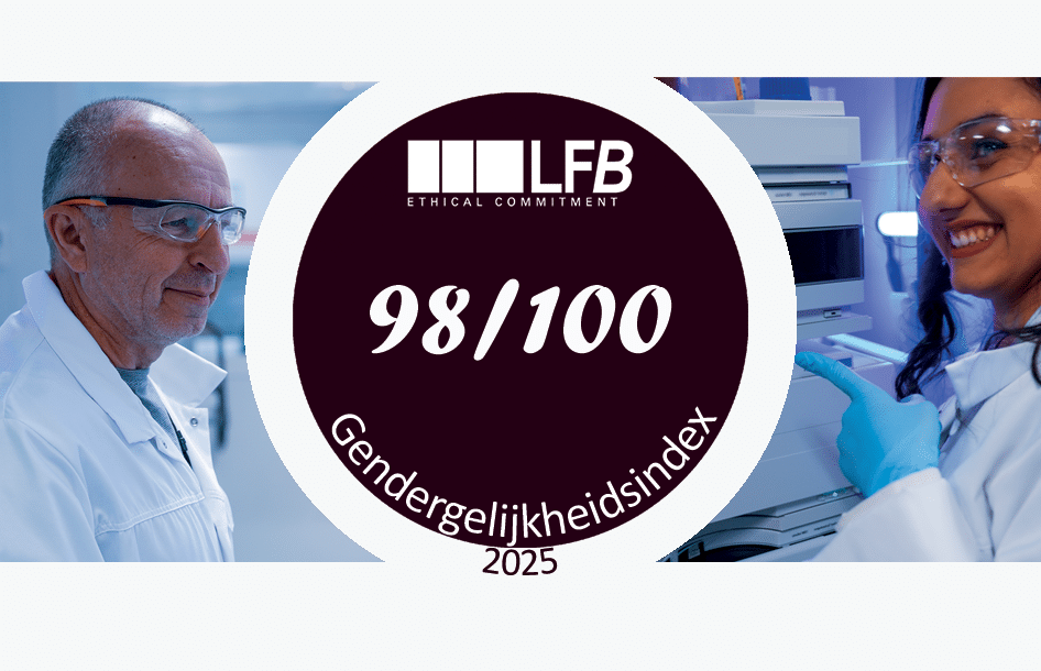 een glimlachende man en vrouw, met een gendergelijkheidsindex van 98/100 behaald in 2025